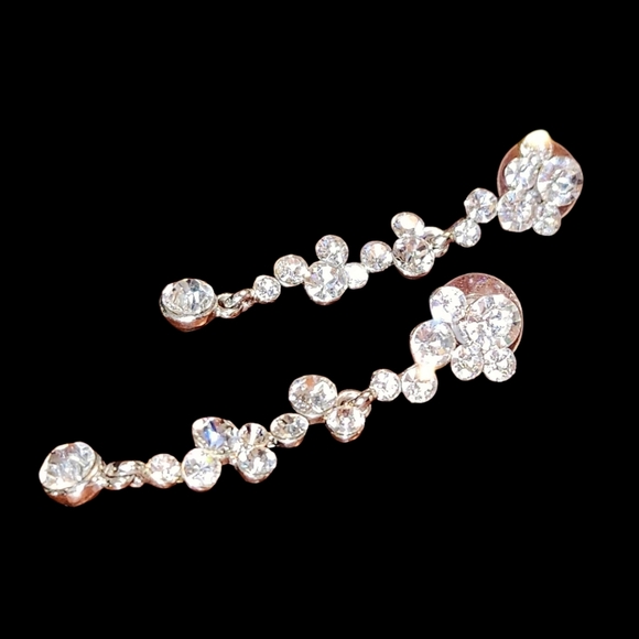 Elegant Silver Crystal Drop Earrings - Picture 8 of 11